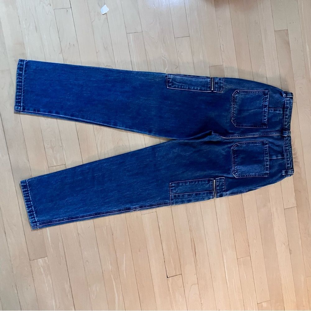 WeWoreWhat Cargo Style Utility Dark Blue Wash Baggy Straight Leg Jeans 25 - Picture 9 of 13